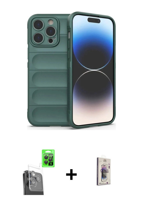 ieg™ iPhone 16 Pro Max Kılıf Atlas Koleksiyonu - Siyah Bilvis 3D Cam Ekran Koruyucu + Siyah Raze Met