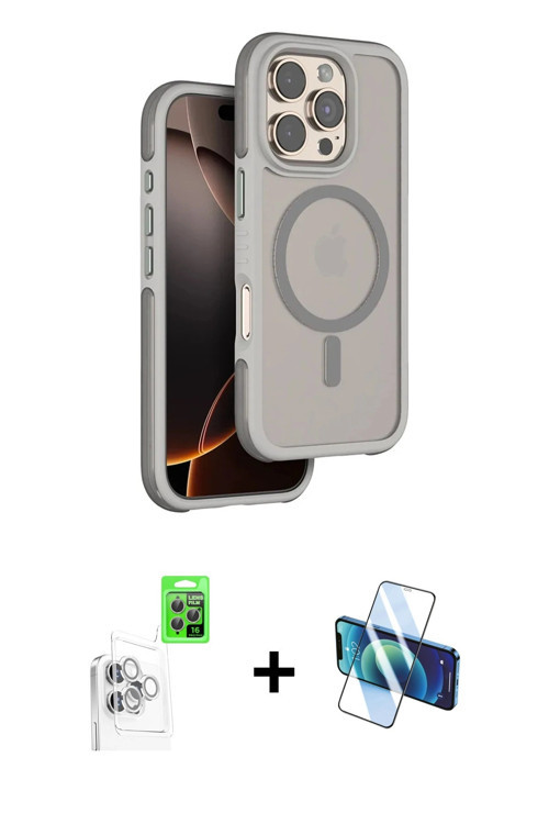 ieg™ iPhone 16 Pro Max Kılıf Çekirdek Minimal Prime - Siyah 3D Antistatik Cam Ekran Koruyucu + Beyaz