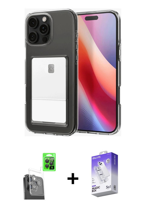 ieg™ iPhone 16 Pro Max Kılıf Doruk Klasik Koleksiyonu - Siyah Bilvis 5in1 3D Magic Cam Ekran Koruyuc