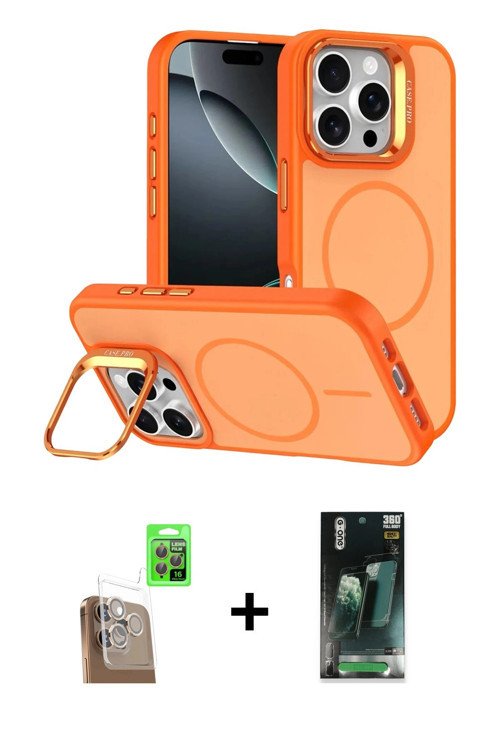 ieg™ iPhone 16 Pro Max Kılıf Çekirdek Klasik - Siyah 360 Mat Full Body Arka Koruyucu + Çöl Titanyum