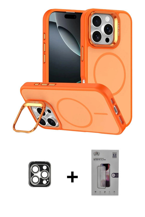 ieg™ iPhone 16 Pro Max Kılıf Çekirdek Klasik - Siyah Bilvis 3D Mat Cam Ekran Koruyucu + Gümüş PVD Me