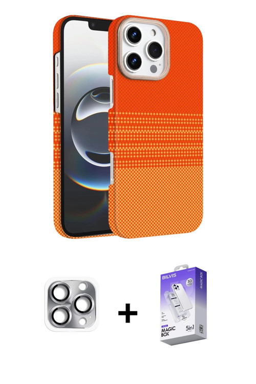ieg™ iPhone 16 Pro Max Kılıf Doruk Serisi - Siyah Bilvis 5in1 3D Magic Cam Ekran Koruyucu + Gri Pers