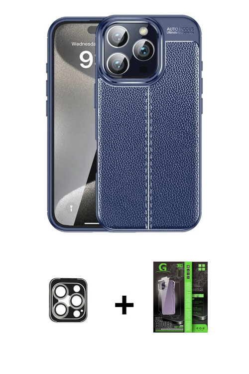 ieg™ iPhone 16 Pro Max Kılıf Doruk Klasik Özel Seri - Şeffaf 360 Full Body Arka Koruyucu + Gümüş PVD