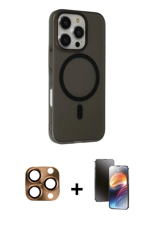 ieg™ iPhone 16 Pro Max Kılıf Çekirdek Modern Prime - Siyah 3D Antistatik Mat Seramik Nano Ekran Koru