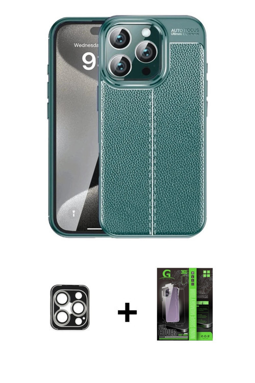 ieg™ iPhone 16 Pro Max Kılıf Doruk Klasik Özel Seri - Şeffaf 360 Full Body Arka Koruyucu + Gümüş PVD
