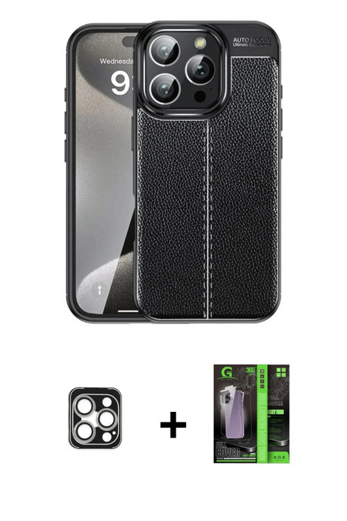 ieg™ iPhone 16 Pro Max Kılıf Doruk Klasik Özel Seri - Şeffaf 360 Full Body Arka Koruyucu + Gümüş PVD