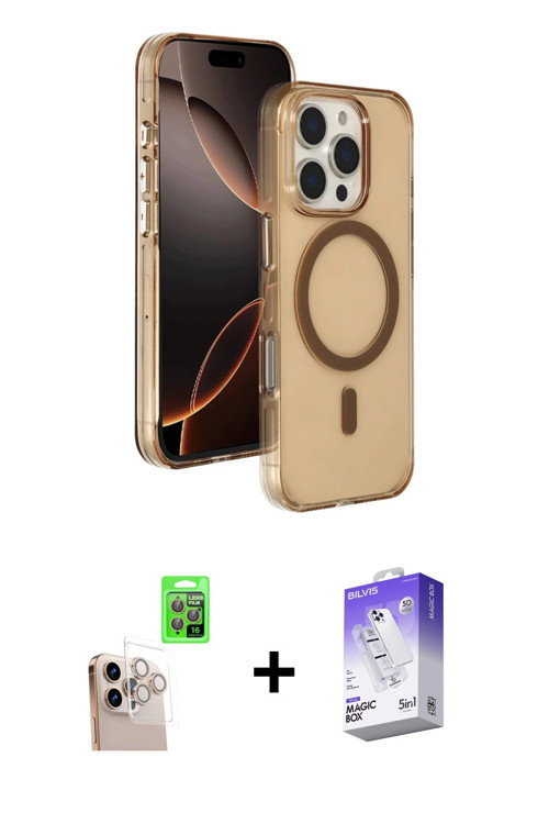 ieg™ iPhone 16 Pro Max Kılıf Doruk Doku Özel Seri - Siyah Bilvis 5in1 3D Magic Cam Ekran Koruyucu +