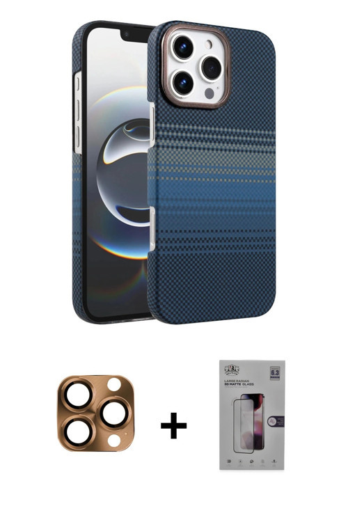 ieg™ iPhone 16 Pro Max Kılıf Doruk Serisi - Siyah Bilvis 3D Mat Cam Ekran Koruyucu + Çöl Titanyum Pe