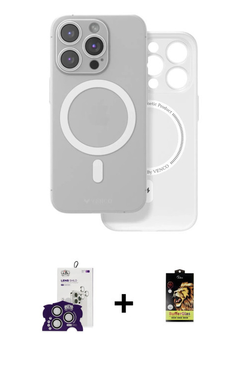 ieg™ iPhone 16 Pro Max Kılıf Çekirdek Klasik - Siyah Buffer Cam Ekran Koruyucu + Gümüş Bilvis Titan