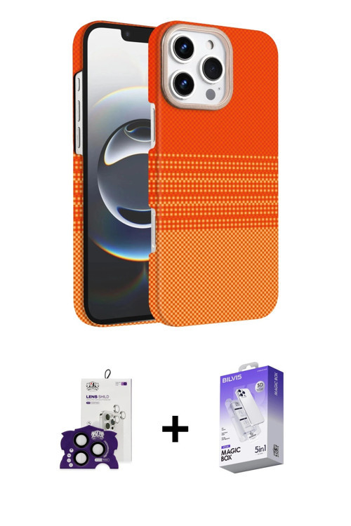 ieg™ iPhone 16 Pro Max Kılıf Doruk Serisi - Siyah Bilvis 5in1 3D Magic Cam Ekran Koruyucu + Siyah Bi