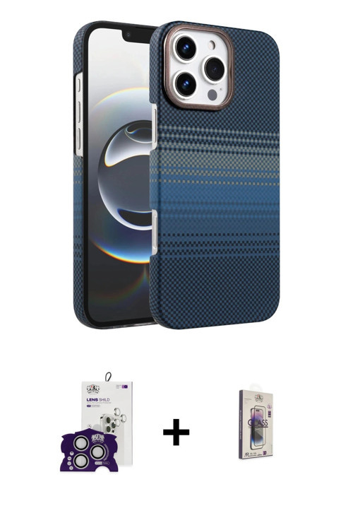 ieg™ iPhone 16 Pro Max Kılıf Doruk Serisi - Siyah Bilvis 3D Cam Ekran Koruyucu + Gümüş Bilvis Titan