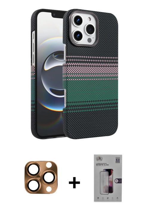ieg™ iPhone 16 Pro Max Kılıf Doruk Serisi - Siyah Bilvis 3D Mat Cam Ekran Koruyucu + Çöl Titanyum Pe