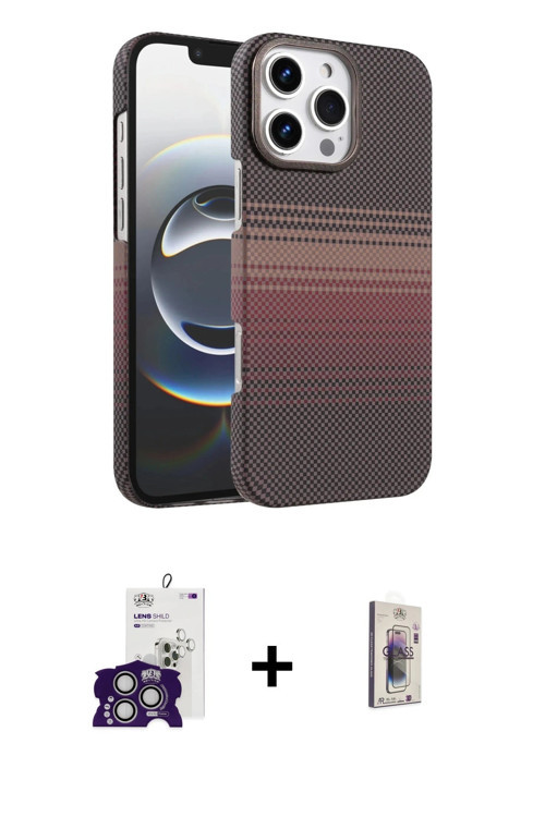 ieg™ iPhone 16 Pro Max Kılıf Doruk Serisi - Siyah Bilvis 3D Cam Ekran Koruyucu + Gümüş Bilvis Titan