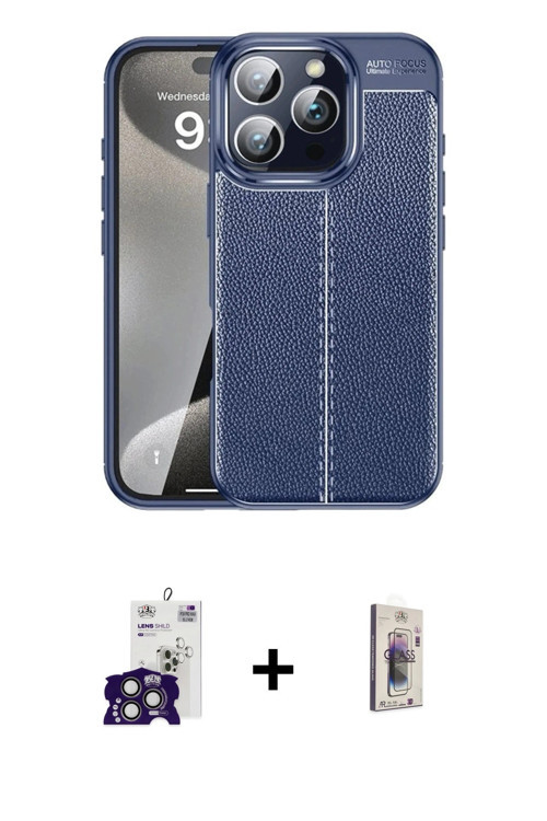 ieg™ iPhone 16 Pro Max Kılıf Doruk Klasik Özel Seri - Siyah Bilvis 3D Cam Ekran Koruyucu + Titanyum
