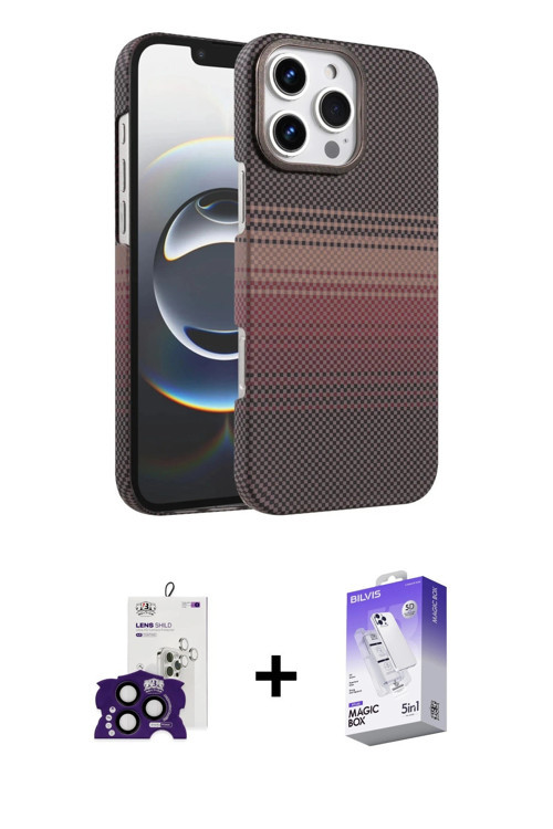 ieg™ iPhone 16 Pro Max Kılıf Doruk Serisi - Siyah Bilvis 5in1 3D Magic Cam Ekran Koruyucu + Siyah Bi