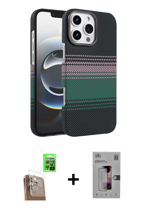 ieg™ iPhone 16 Pro Max Kılıf Doruk Serisi - Siyah Bilvis 3D Mat Cam Ekran Koruyucu + Çöl Titanyum Ra