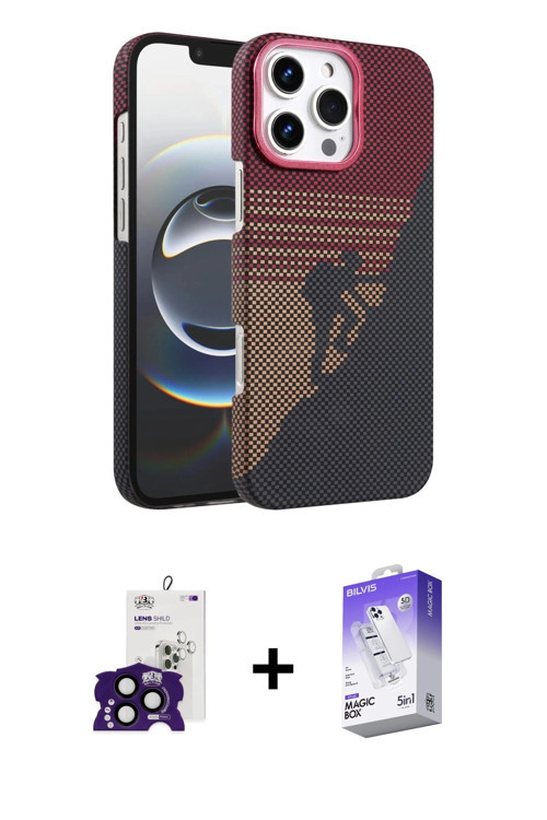 ieg™ iPhone 16 Pro Max Kılıf Doruk Serisi - Siyah Bilvis 5in1 3D Magic Cam Ekran Koruyucu + Siyah Bi