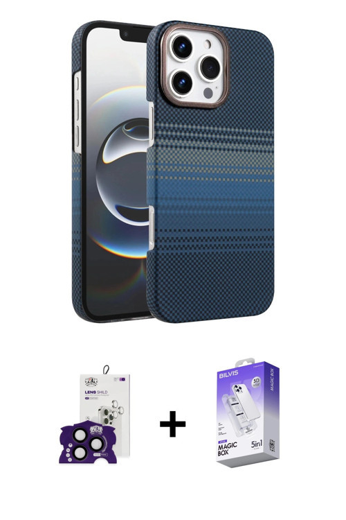 ieg™ iPhone 16 Pro Max Kılıf Doruk Serisi - Siyah Bilvis 5in1 3D Magic Cam Ekran Koruyucu + Siyah Bi