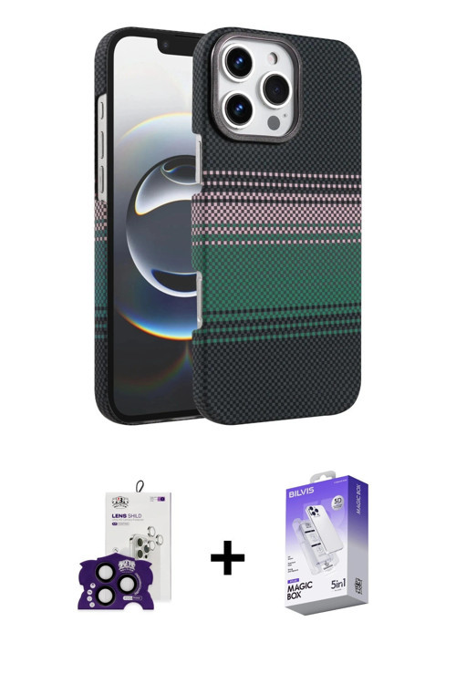 ieg™ iPhone 16 Pro Max Kılıf Doruk Serisi - Siyah Bilvis 5in1 3D Magic Cam Ekran Koruyucu + Siyah Bi