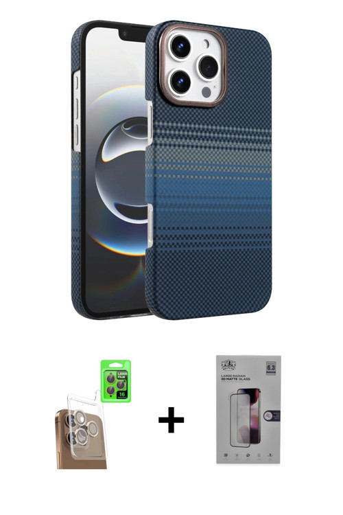 ieg™ iPhone 16 Pro Max Kılıf Doruk Serisi - Siyah Bilvis 3D Mat Cam Ekran Koruyucu + Çöl Titanyum Ra