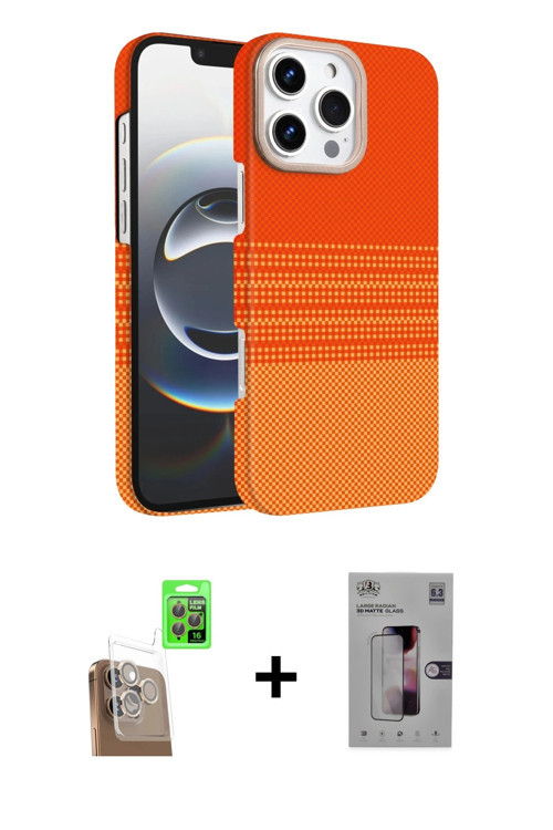 ieg™ iPhone 16 Pro Max Kılıf Doruk Serisi - Siyah Bilvis 3D Mat Cam Ekran Koruyucu + Çöl Titanyum Ra