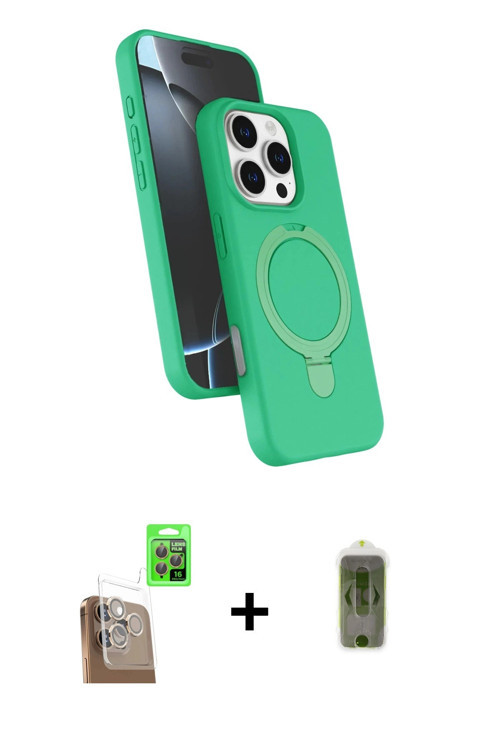 ieg™ iPhone 16 Pro Max Kılıf İz Işık Koleksiyonu - Siyah Joko Magic 5D Hayalet Cam + Çöl Titanyum Ra