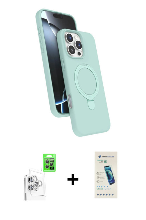 ieg™ iPhone 16 Pro Max Kılıf İz Işık Koleksiyonu - Şeffaf Pasifik Cam Ekran Koruyucu + Beyaz Raze Me