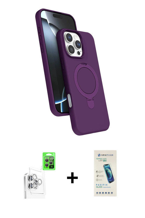 ieg™ iPhone 16 Pro Max Kılıf İz Işık Koleksiyonu - Şeffaf Pasifik Cam Ekran Koruyucu + Beyaz Raze Me