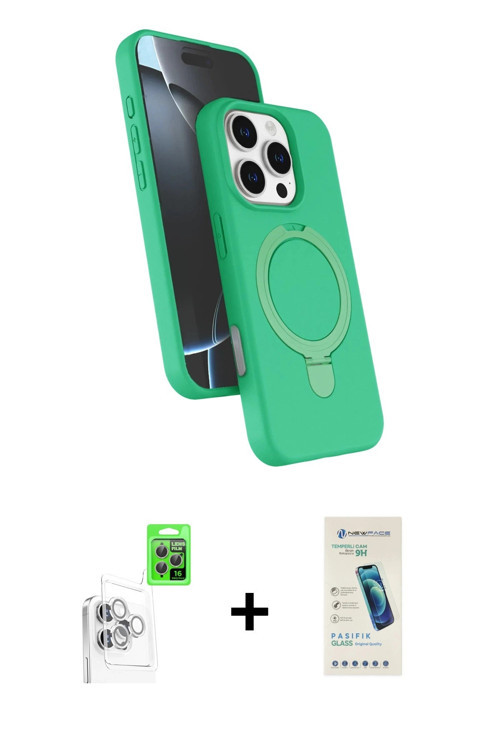 ieg™ iPhone 16 Pro Max Kılıf İz Işık Koleksiyonu - Şeffaf Pasifik Cam Ekran Koruyucu + Beyaz Raze Me