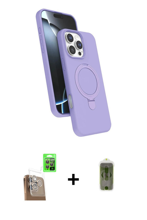 ieg™ iPhone 16 Pro Max Kılıf İz Işık Koleksiyonu - Siyah Joko Magic 5D Hayalet Cam + Çöl Titanyum Ra