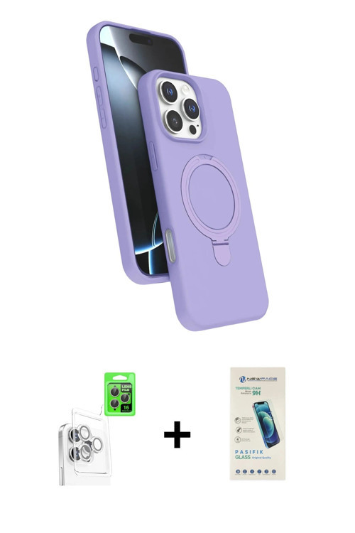 ieg™ iPhone 16 Pro Max Kılıf İz Işık Koleksiyonu - Şeffaf Pasifik Cam Ekran Koruyucu + Beyaz Raze Me