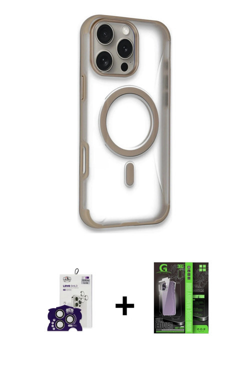 ieg™ iPhone 16 Pro Max Kılıf Eksen Klasik Koleksiyonu - Şeffaf 360 Full Body Arka Koruyucu + Titanyu