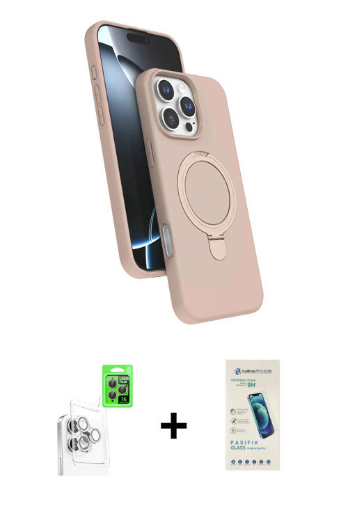 ieg™ iPhone 16 Pro Max Kılıf İz Işık Koleksiyonu - Şeffaf Pasifik Cam Ekran Koruyucu + Beyaz Raze Me