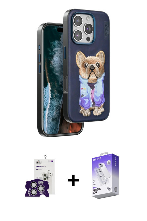 ieg™ iPhone 16 Pro Max Kılıf İz Minimal Koleksiyonu - Siyah Bilvis 5in1 3D Magic Cam Ekran Koruyucu