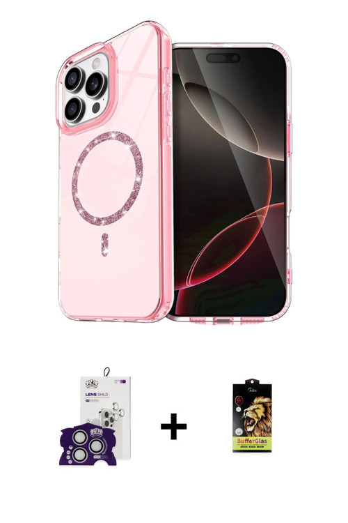ieg™ iPhone 16 Pro Max Kılıf Kıvılcım Form Prime - Siyah Buffer Cam Ekran Koruyucu + Gümüş Bilvis Ti