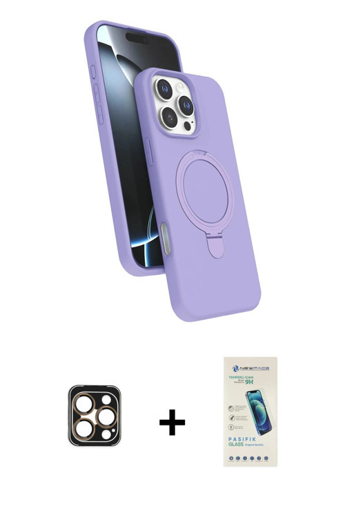 ieg™ iPhone 16 Pro Max Kılıf İz Işık Koleksiyonu - Şeffaf Pasifik Cam Ekran Koruyucu + Gold PVD Meta