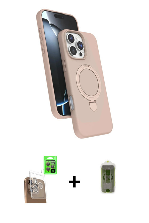 ieg™ iPhone 16 Pro Max Kılıf İz Işık Koleksiyonu - Siyah Joko Magic 5D Hayalet Cam + Çöl Titanyum Ra