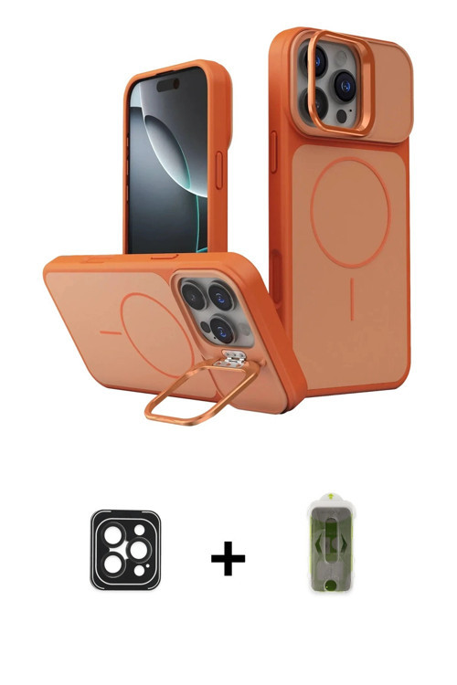 ieg™ iPhone 16 Pro Max Kılıf İz Modern Prime - Siyah Joko Magic 5D Hayalet Cam + Siyah PVD Metal Kam
