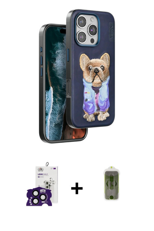 ieg™ iPhone 16 Pro Max Kılıf İz Minimal Koleksiyonu - Siyah Joko Magic 5D Hayalet Cam + Siyah Bilvis