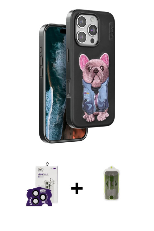 ieg™ iPhone 16 Pro Max Kılıf İz Minimal Koleksiyonu - Siyah Joko Magic 5D Hayalet Cam + Siyah Bilvis