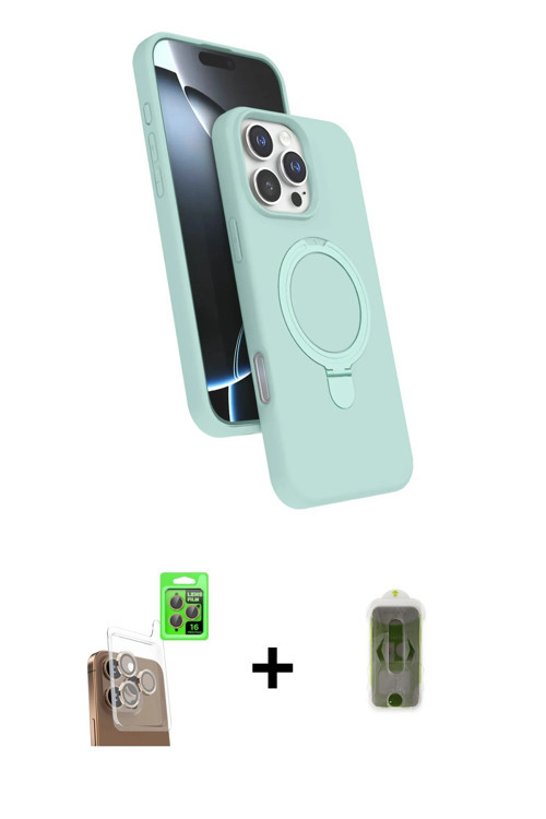 ieg™ iPhone 16 Pro Max Kılıf İz Işık Koleksiyonu - Siyah Joko Magic 5D Hayalet Cam + Çöl Titanyum Ra