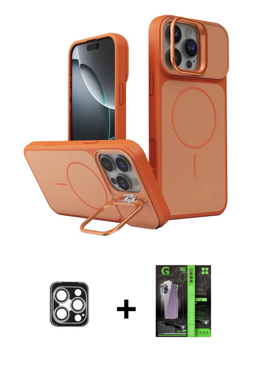 ieg™ iPhone 16 Pro Max Kılıf İz Modern Prime - Şeffaf 360 Full Body Arka Koruyucu + Gümüş PVD Metal