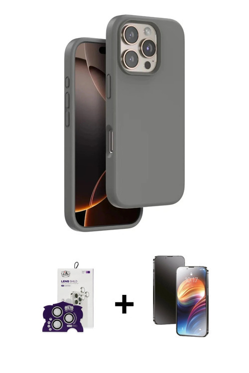 ieg™ iPhone 16 Pro Max Kılıf Kıvılcım Çizgi Serisi - Siyah 3D Antistatik Mat Seramik Nano Ekran Koru