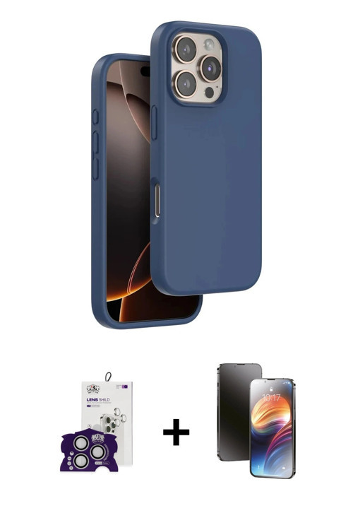 ieg™ iPhone 16 Pro Max Kılıf Kıvılcım Çizgi Serisi - Siyah 3D Antistatik Mat Seramik Nano Ekran Koru