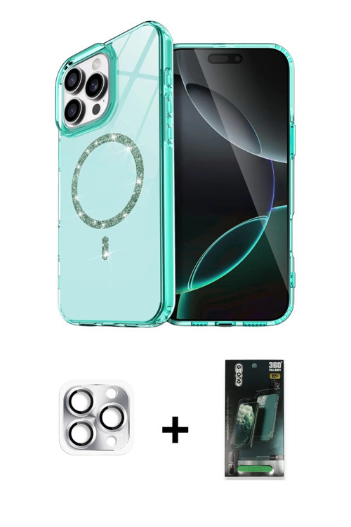 ieg™ iPhone 16 Pro Max Kılıf Kıvılcım Form Prime - Siyah 360 Mat Full Body Arka Koruyucu + Gümüş Per