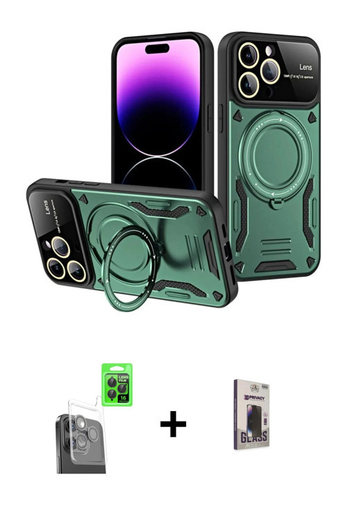 ieg™ iPhone 16 Pro Max Kılıf Kıvılcım Modern Serisi - Siyah Bilvis Hayalet Cam Ekran Koruyucu + Siya
