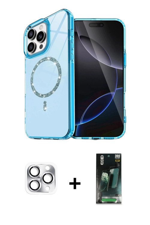 ieg™ iPhone 16 Pro Max Kılıf Kıvılcım Form Prime - Siyah 360 Mat Full Body Arka Koruyucu + Gümüş Per
