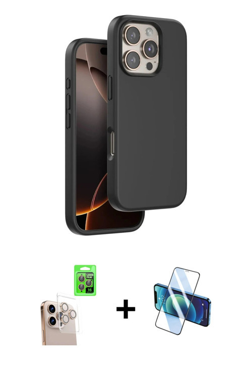 ieg™ iPhone 16 Pro Max Kılıf Kıvılcım Çizgi Serisi - Siyah 3D Antistatik Seramik Nano Ekran Koruyucu