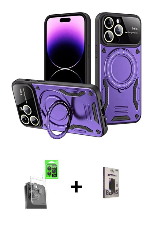ieg™ iPhone 16 Pro Max Kılıf Kıvılcım Modern Serisi - Siyah Bilvis Hayalet Cam Ekran Koruyucu + Siya