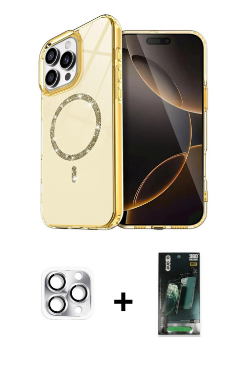 ieg™ iPhone 16 Pro Max Kılıf Kıvılcım Form Prime - Siyah 360 Mat Full Body Arka Koruyucu + Gümüş Per